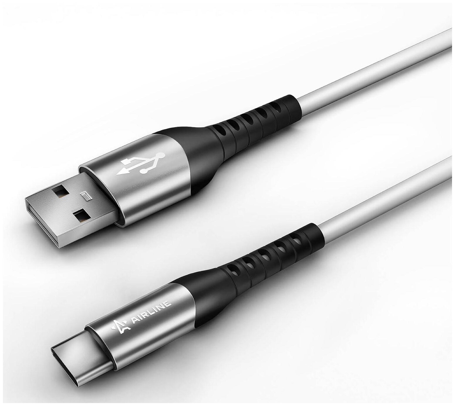 Кабель USB - Type-C 1м, белый Soft-Touch AIRLINE - фото №1