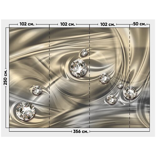 Фотообои / флизелиновые обои 3D бриллианты на бронзовом шелке 3,56 x 2,5 м фотообои флизелиновые обои 3d розочки на белом шелке 3 56 x 2 5 м