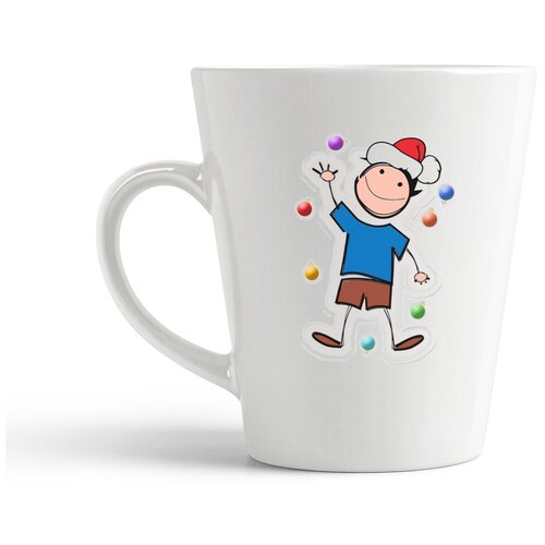 фото Кружка-латте coolpodarok новый год. рисунок мальчик на снегу