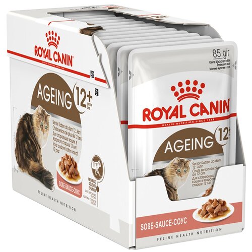 Влажный корм для пожилых кошек Royal Canin Ageing +12 для здоровья костей и суставов, профилактика избыточного веса 12 шт. х 85 г (кусочки в соусе)