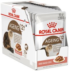 Влажный корм для пожилых кошек Royal Canin Ageing +12 для здоровья костей и суставов, профилактика избыточного веса 12 шт. х 85 г (кусочки в соусе)