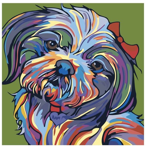 Картина по номерам, Живопись по номерам, 80 x 80, A142, чихуахуа, пёс, бантик, животное, разноцветный картина по номерам живопись по номерам 80 x 120 a171 пёс животное