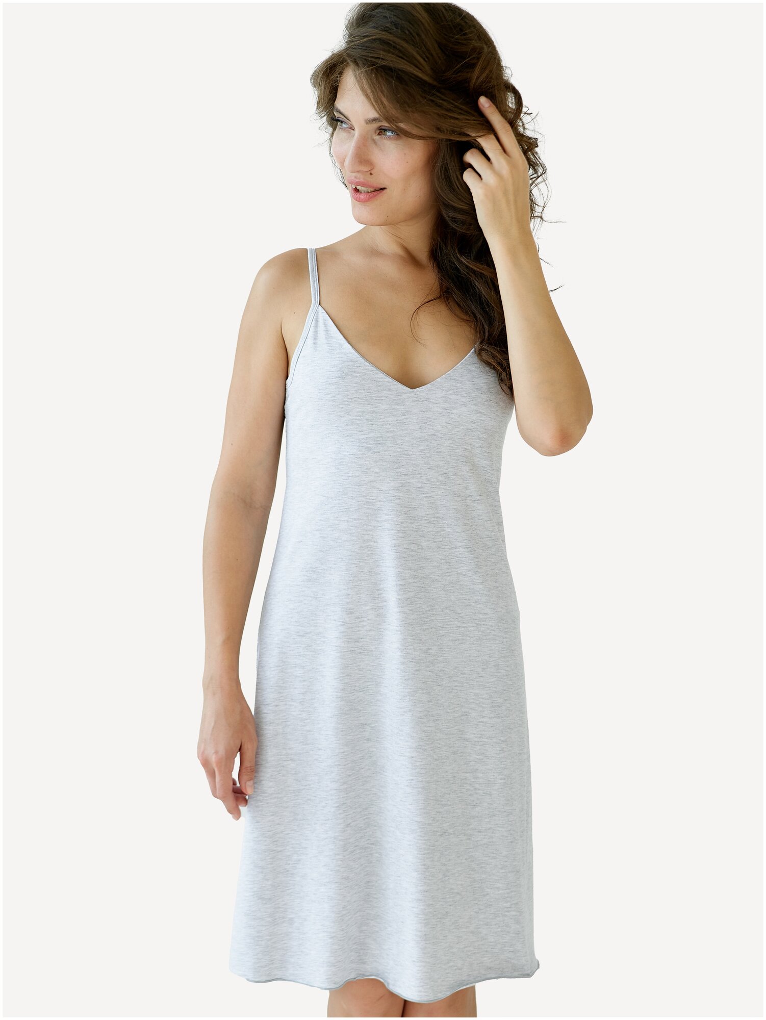 Ночная сорочка сексуальная с кружевом Mon Plaisir, арт.16026710, светло-серый меланж, размер 42 - фотография № 7