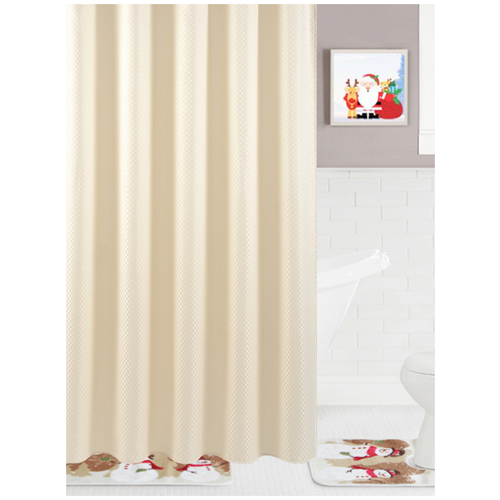 фото Штора для ванной home one, 180х180 см, полиэстер, текстура "клетка", светло- серый