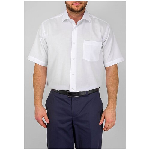 фото Рубашка мужская короткий рукав greg 111/101/8024*, прямой силуэт / сlassic fit, цвет белый, рост 174-184, размер ворота 41