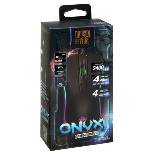 Мышь Qumo Onyx RGB M73, игровая, проводная, оптическая, 2400 dpi, 4 кнопки, USB, RGB, чёрная мышь проводная игровая qumo onyx