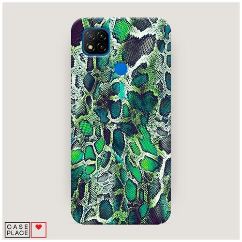 фото Чехол пластиковый xiaomi redmi 9c зеленая кожа змеи case place
