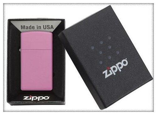 ZIPPO Slim® с покрытием Pink Matte, латунь/сталь, розовая, матовая, 29x10x60 мм - фотография № 7