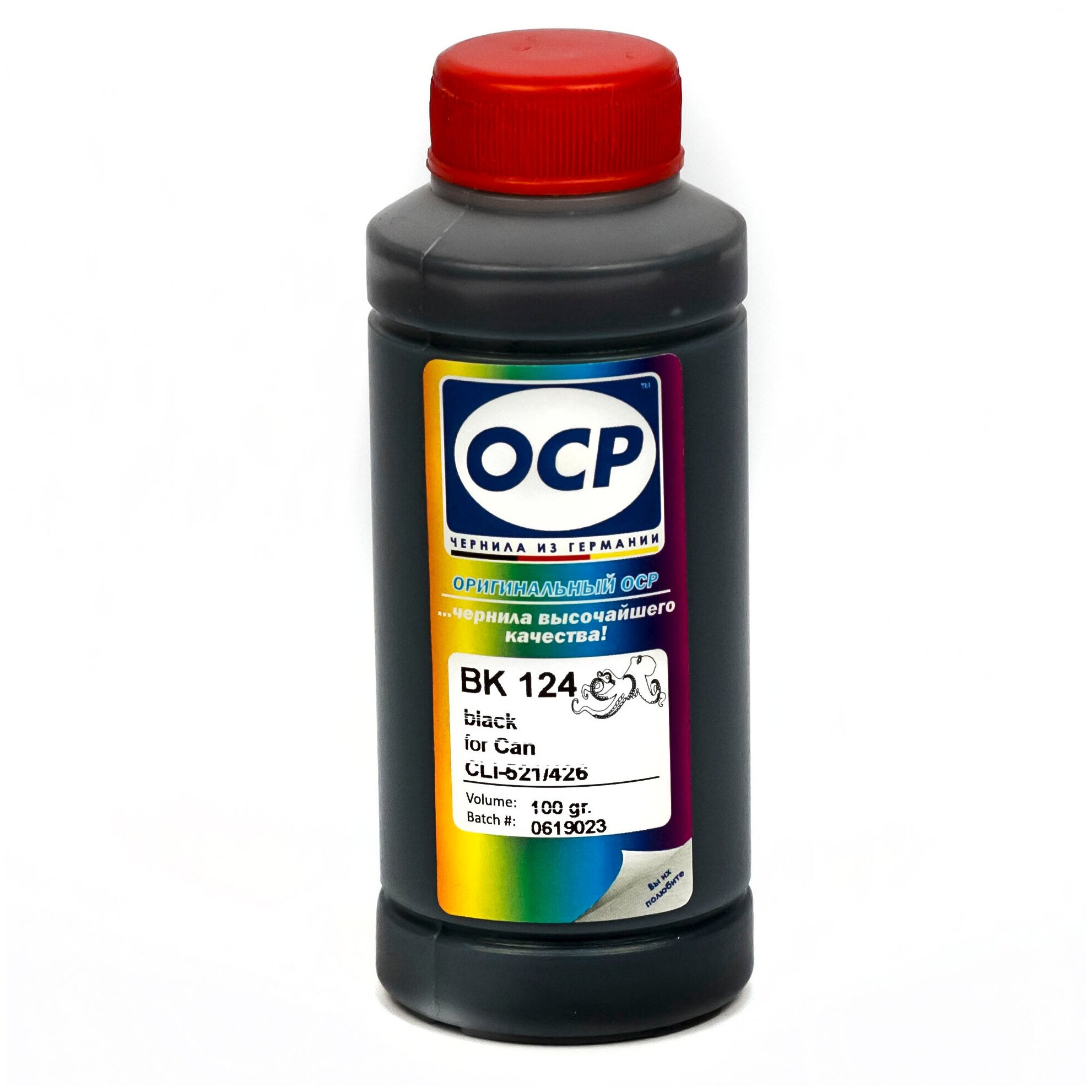 Чернила OCP BK124 черные водорастворимые для картриджей Canon PIXMA: CLI-521BK и CLI-426BK photo black 100мл.