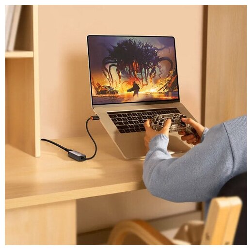 Хаб Baseus Hub Lite Series Ethernet Adapter USB to RJ45 LAN Port 1000Mbps WKQX000113