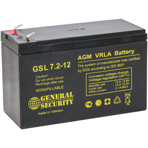 Аккумулятор для ИБП GENERAL SECURITY GSL7.2-12 (12 В / 7,2 Ач) аккумулятор general security 12v 7 2ah gs7 2 12