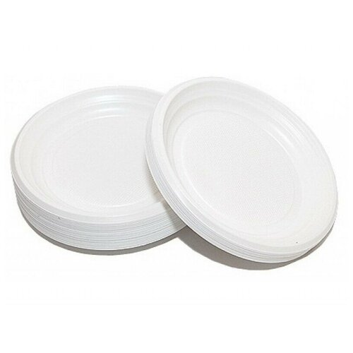 Одноразовые пластиковые тарелки, комплект 100 шт. диаметр 165 мм. / для пикника/одноразовая посуда/ одноразовые приборы/