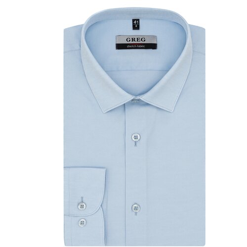 Рубашка GREG, размер 174-184/38, голубой рубашка нарядный стиль прилегающий силуэт классический воротник короткий рукав карманы в полоску размер xs фиолетовый