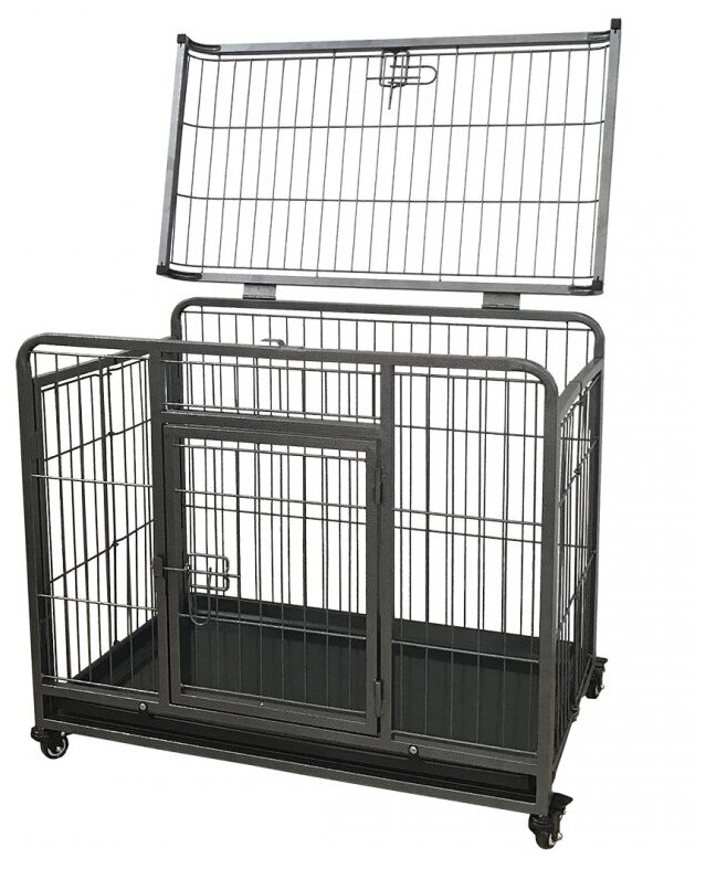 Клетка на колесах для животных до 20кг., DUVO+ "Heavy Duty Crate", две двери, 79х53х61см, чёрная - фотография № 2