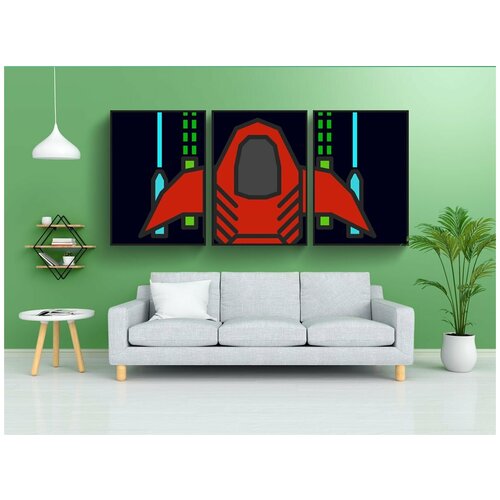 фото Набор модулных постеров для интерьера "космический корабль, ракета, пространство" 60x90 см. в тубусе, без рамки lotsprints