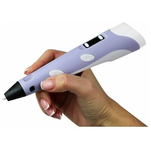 фото 3d ручка, ручка для рисования пластиком объемных фигур, набор для творчества, фиолетовая happyko
