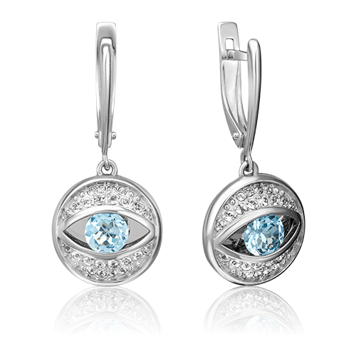 PLATINA jewelry Серьги из белого золота с топазом 02-4383-00-201-1120-57