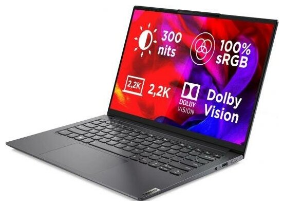 Ноутбук Lenovo Yoga Slim 7 Pro 14IHU5 14 FHD IPSCore i5-11300H8GB256GB SSDIris Xe GraphicsWin 11 Home 64-bitNoODDсерый 82NC006NRU
