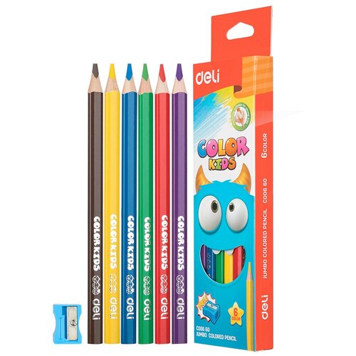 Набор цветных карандашей Deli EC00660 Color Kids, 1027186, 6 шт набор карандашей цветных carioca triangular maxi 6 цв