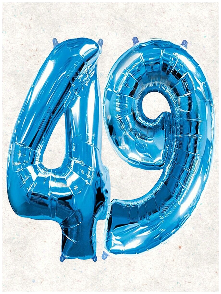 Воздушный шар фольгированный цифра Balloon " 49 " размер 102 см, синий