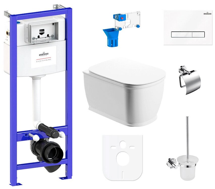 Комплект 9 в 1 Lavinia Boho Bell Pro Rimless 97010009, безободковый унитаз, сиденье микролифт, инсталляция, клавиша смыва, набор аксессуаров