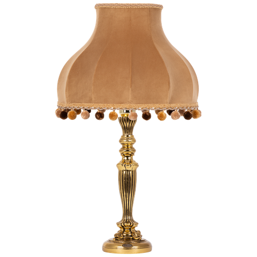 Настольная лампа BOGACHO Богемия бронзовая с абажуром Классика светло-коричневым