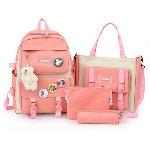Купить Рюкзак комплект 4 в 1/ранец школьный для мальчиков/для девочек/портфель/сумка/пенал/для подростков, Aurora AM, розовый, оксфорд, female