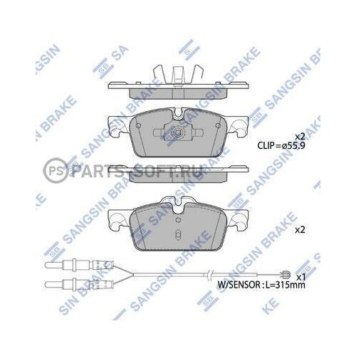 фото Sangsin brake sp4132 колодки тормозные peugeot 508 10- передние тор.диск d 283мм