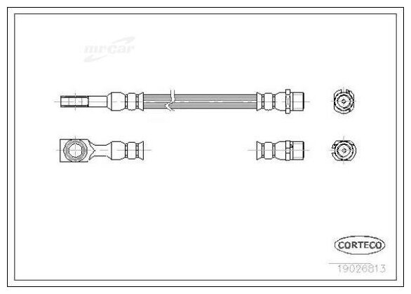 Тормозной шланг задний [200mm] CORTECO 19026813