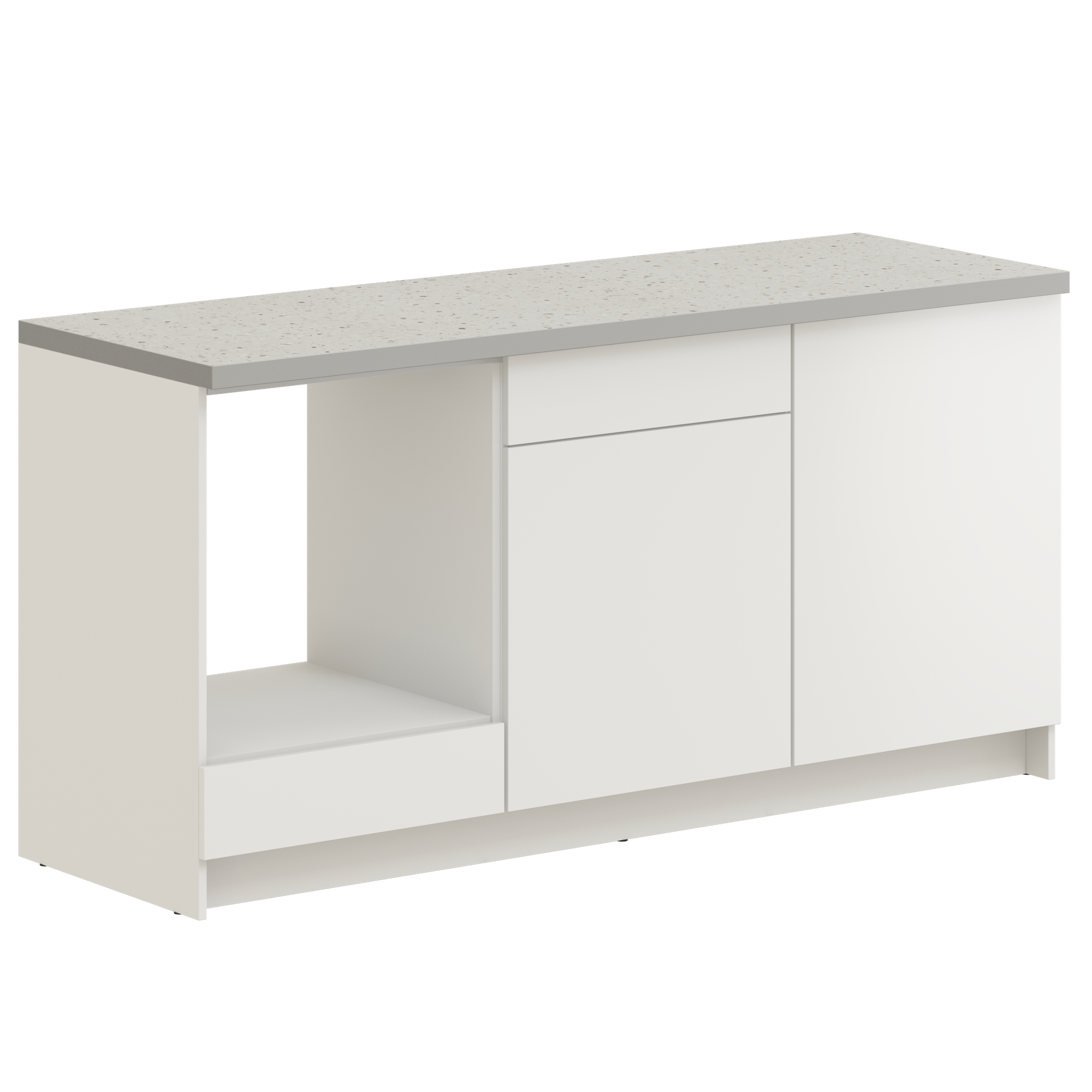Кухонный модуль напольная тумба Pragma Elinda с дверцами, выдвижным ящиком, под встраиваемую духовку, ШхГхВ 181х60х91 см, со столешницей, ЛДСП, белый