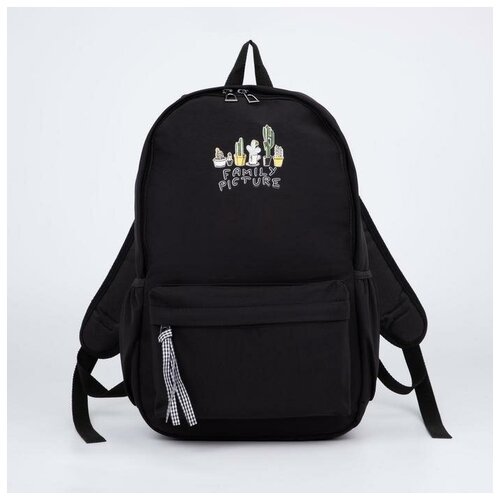 фото Рюкзак, отдел на молнии, наружный карман, 2 боковых кармана, цвет чёрный mikimarket