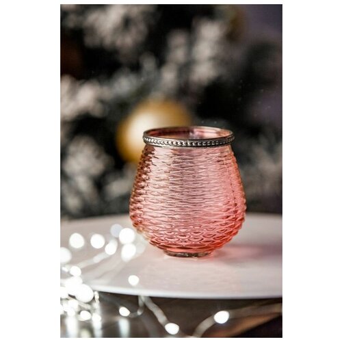 Подсвечник этьенн, стекло, розовый, 10х11 см, Hogewoning