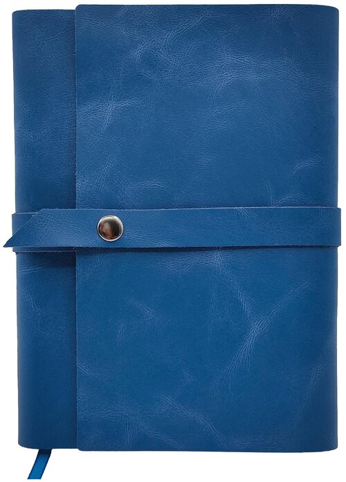 Синий кожаный ежедневник Shiva Leater с отделкой Pull-Up, с застежкой - кнопкой на горизонтальной полоское