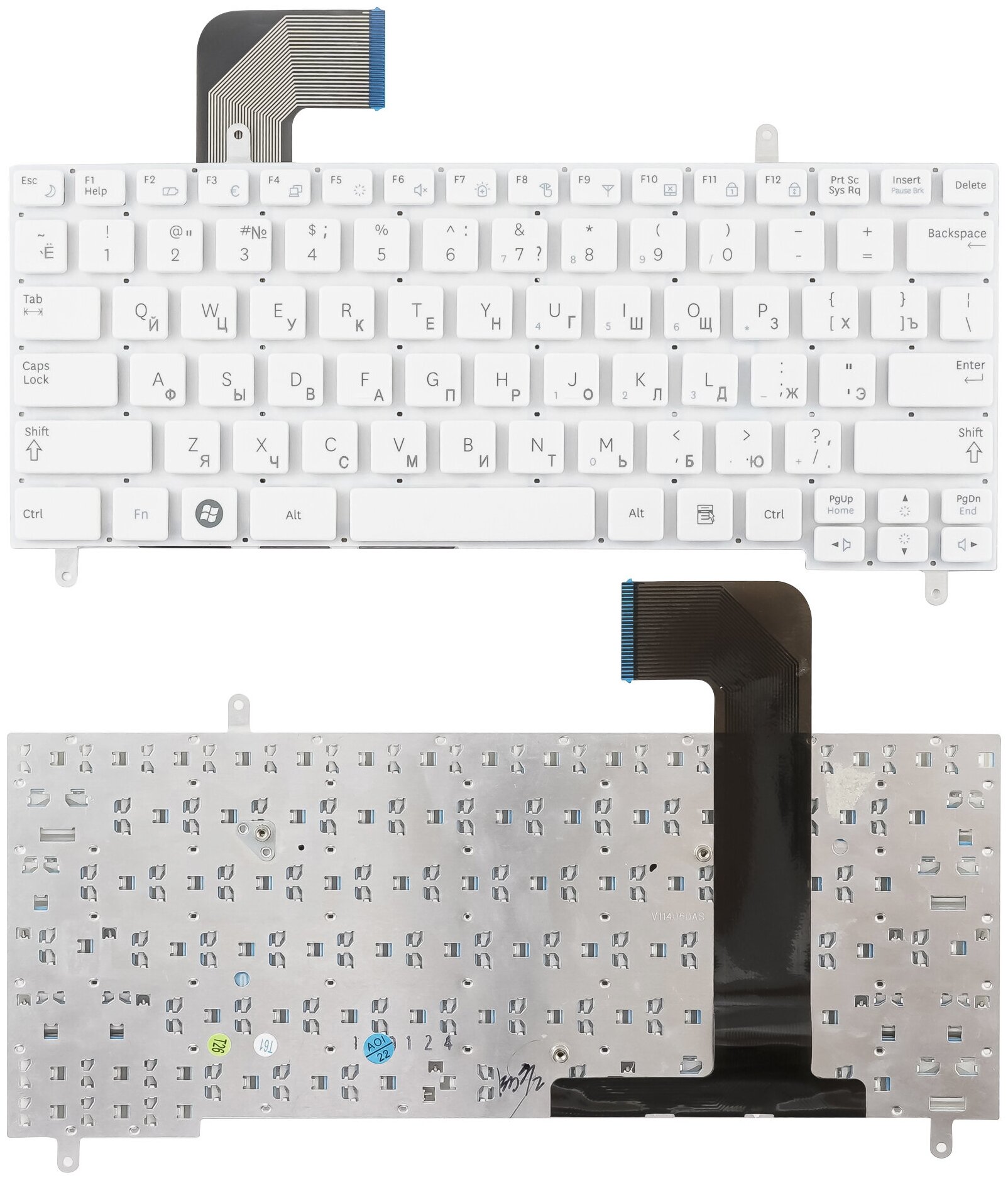 Клавиатура для ноутбука Samsung N210 N220 белая без рамки