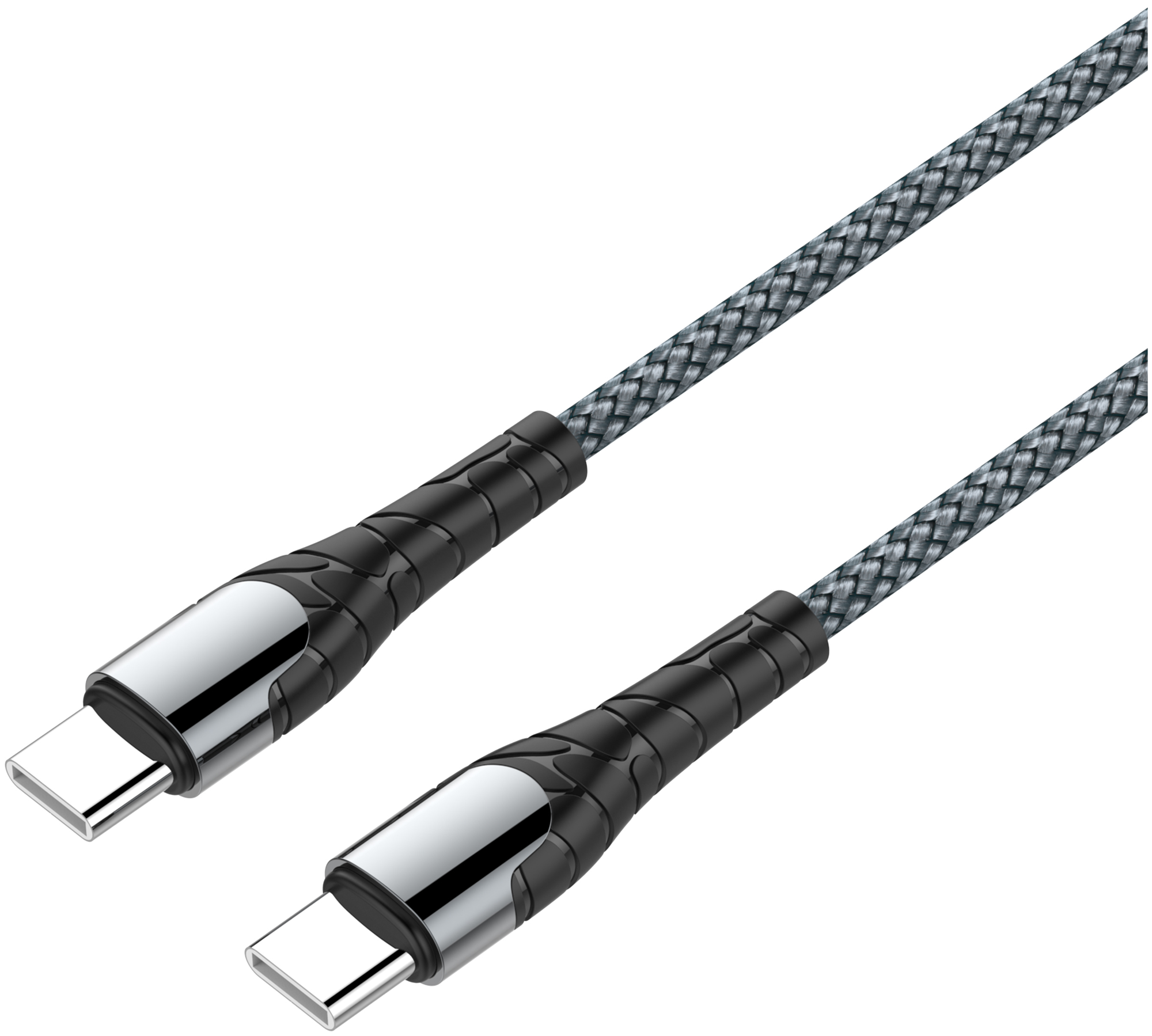 Кабель LDNIO LC102/ USB PD: Type-C--Type-C/ 2m/ 60W/ медь: 176 жил/ Нейлоновая оплетка/ серый