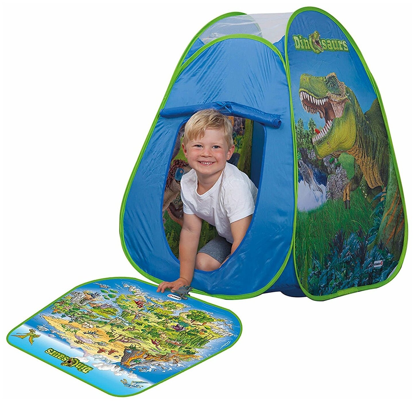 Раскладывающаяся палатка DINOSAURS с цветным игровым матом и фигурками