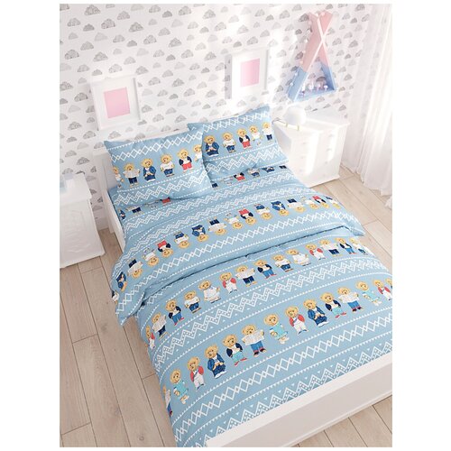 фото Постельное белье сказка "мишки" 1,5- сп наволочка 50х70 см 2 шт простынь на резинке 90х200 см пододеяльник 145х215 см