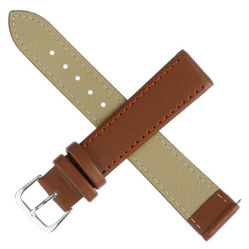 фото No brand ремешок для часов, 18 мм, длина 20 см, натуральная кожа, коричневый