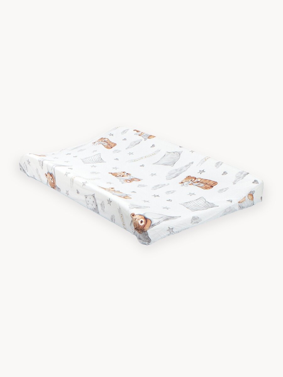 Пеленальная доска для новорожденного на кровать, комод с чехлом на резинке бязь мишка сонный Боням