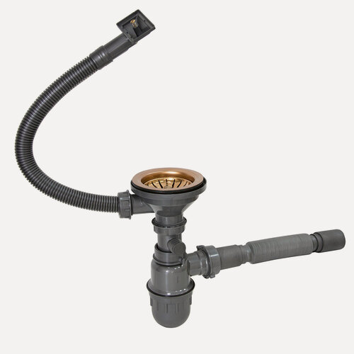 Изображение товара Сифон 3 1/2*40 с прямоуг. переливом, с гофрой 40*40 MIXLINE PRO (бронза)