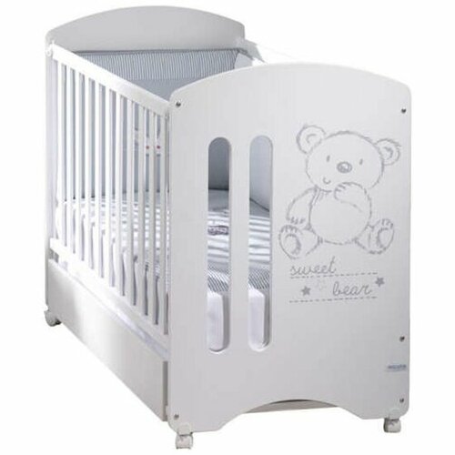 Кровать Micuna Sweet Bear 120х60 с матрацем, белая кровать micuna sweet bear 120 60 white с матрацем ch 620