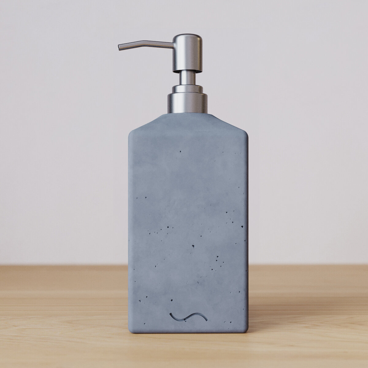 Набор для ванной комнаты Emily 09 (поднос M, стакан для щёток, дозатор для жидкого мыла (s), мыльница), бетон, графитовый матовый