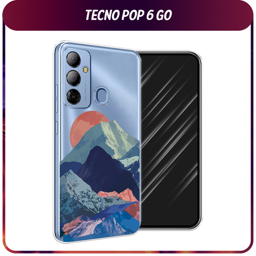 Силиконовый чехол на Tecno Pop 6 Go / Текно Поп 6 Гоу Закат в снежных горах, прозрачный силиконовый чехол на tecno pop 6 go текно поп 6 гоу акварельная нежность
