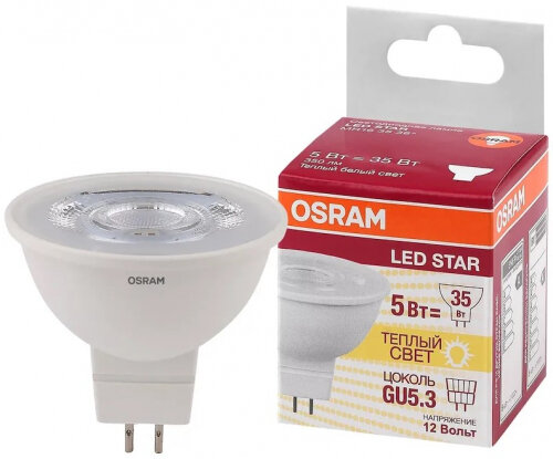 Светодиодная лампа Ledvance-osram OSRAM LS MR16 3536 5W /830 (=35W) 12V GU5.3 350lm 36° 15000h