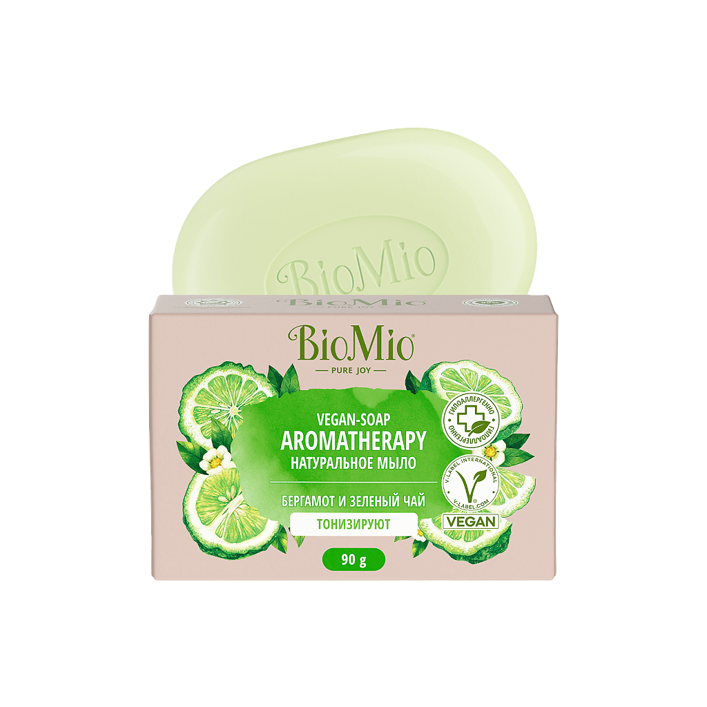 BioMio Bio-Soap Натуральное мыло Зеленый чай и эфирное масло Бергамота 90 г 1 шт