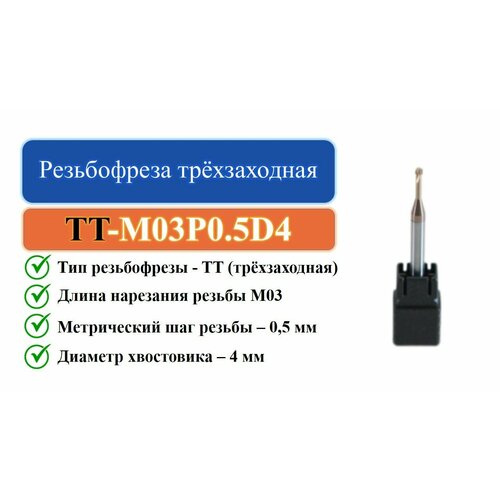 TT-M03P0.5D4 Резьбофреза трёхзаходная