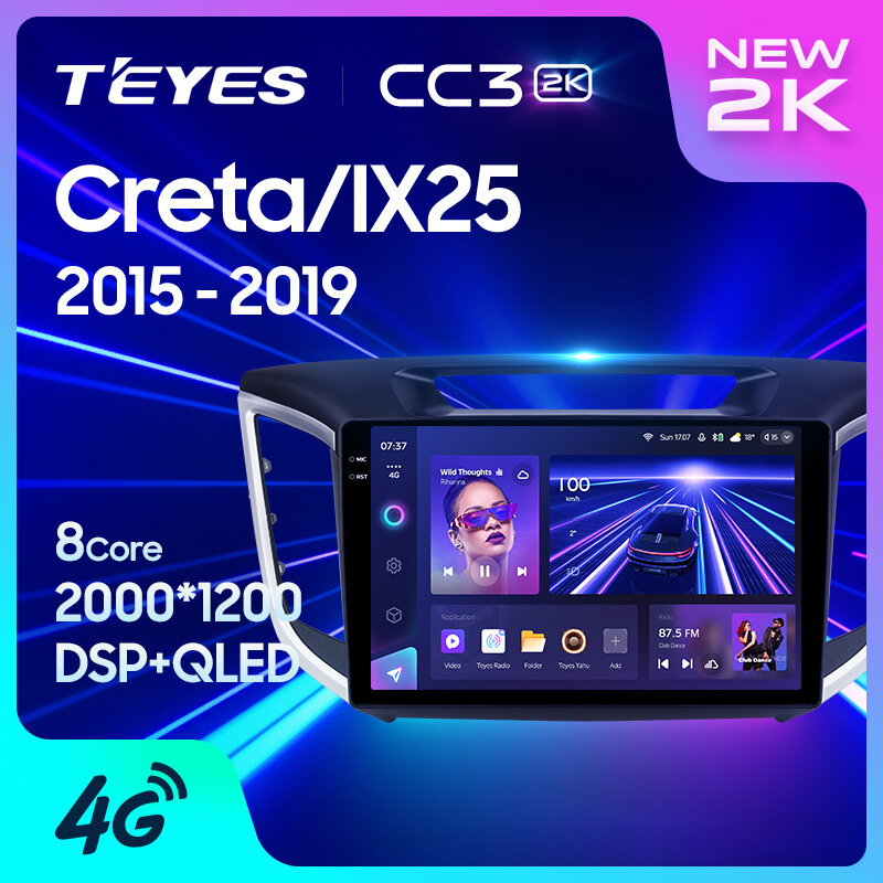 TEYES Тиайс CC3 2K Штатная магнитола For Хендай Крета GS For Hyundai Creta IX25 2015 - 2019 no 2 DIN GPS DVD автомагнитола android