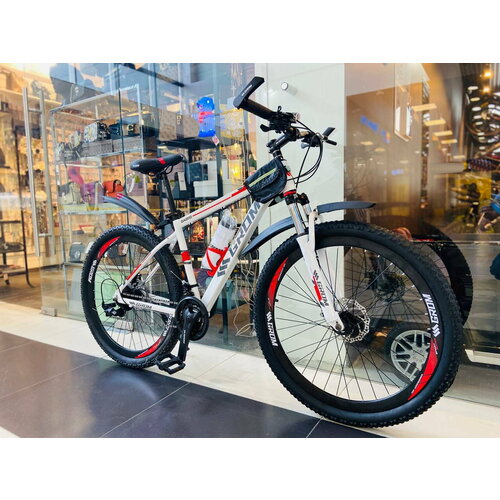 Горный велосипед на дисках GROM городской 26 дюймов взрослый мужской и женский для прогулки скоростной спортивный велик для подростков белыйкрасный 28990₽