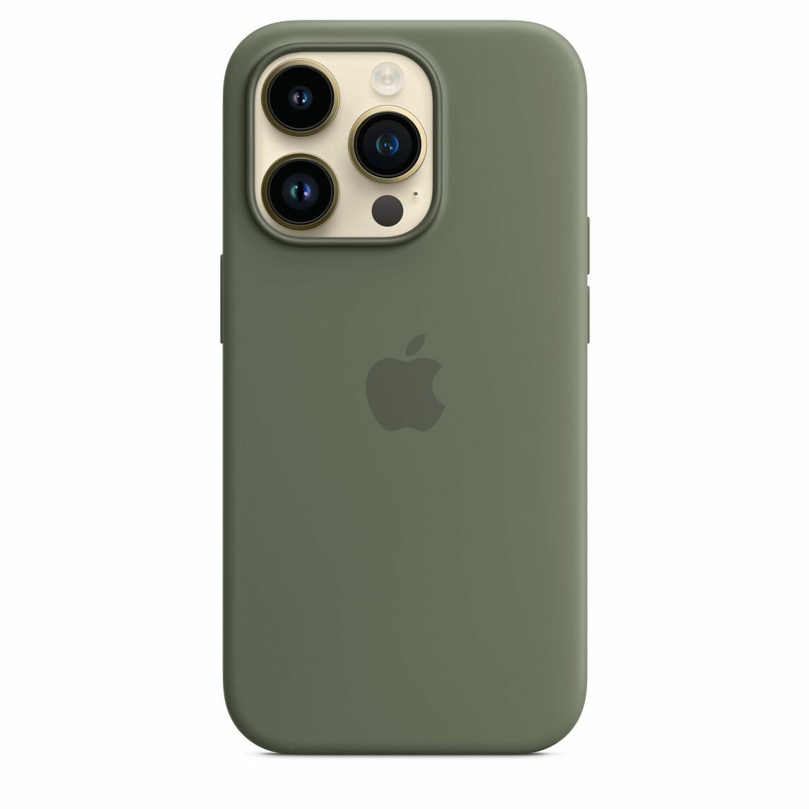 Чехол силиконовый MagSafe для iPhone 14 Pro Olive с анимацией NFC, Silicone case MagSafe для айфон 14 Про зелёный — фото 1