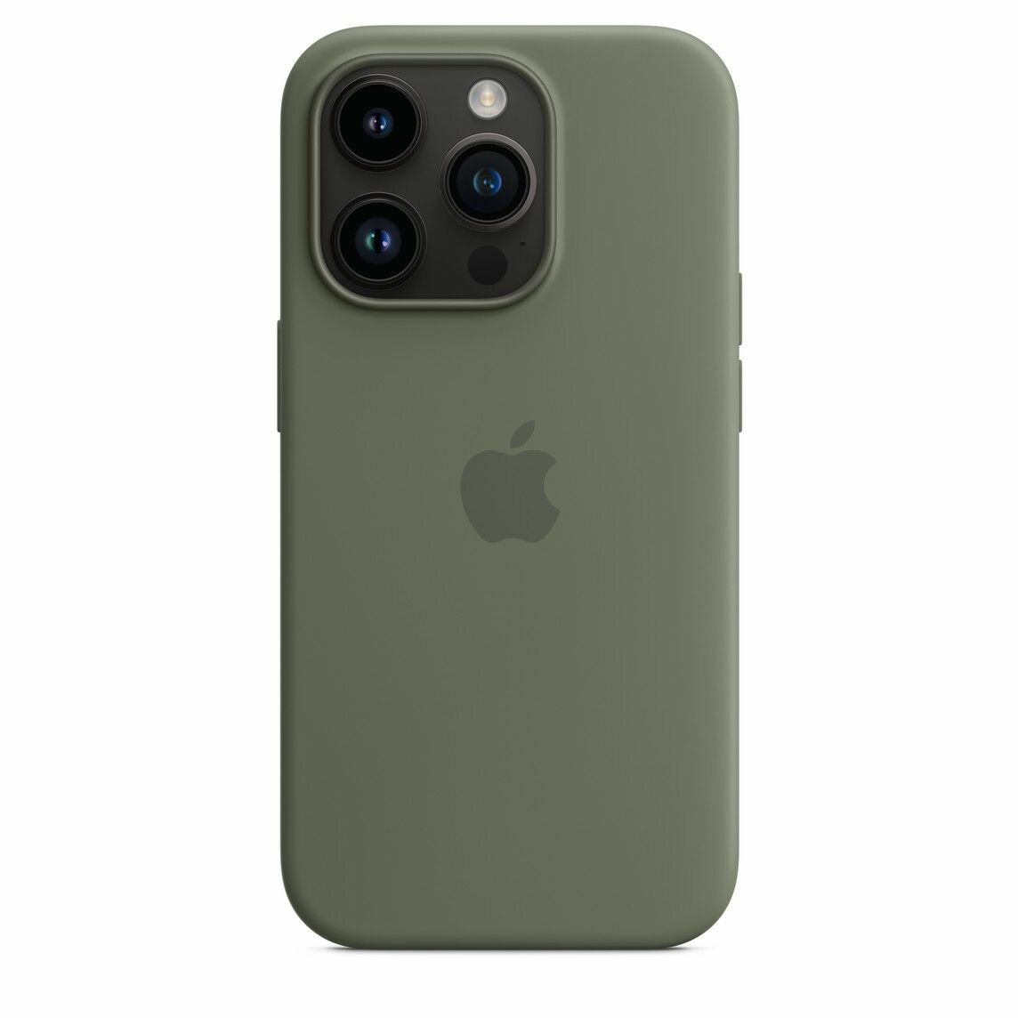 Чехол силиконовый MagSafe для iPhone 14 Pro Olive с анимацией NFC, Silicone case MagSafe для айфон 14 Про зелёный — фото 1
